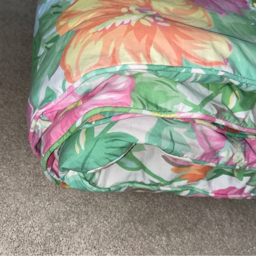 LAUREN‎ Ralph Lauren Twin Size Comforter Tropical Floral Hibiscus Sandy Lane